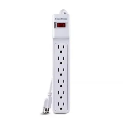 CYBERPOWER - CSB606W - 6-Outlet Surge Protector with 900 Joules, EMI/RFI filtering, white, 6FT Cord, and $50K CEG