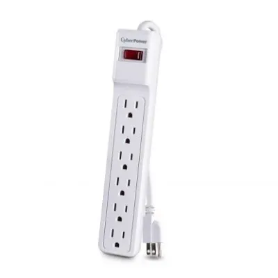 CYBERPOWER - CSB606W - 6-Outlet Surge Protector with 900 Joules, EMI/RFI filtering, white, 6FT Cord, and $50K CEG