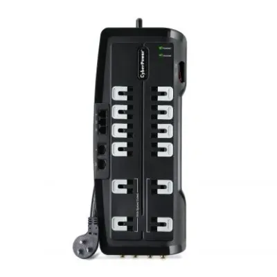 Cyber Power - CSHT1208TNC2 - 3150 J, 125 V, Nema 5-15P 45 Degree Off-Set Plug, 12 Nema 5-15R, 8 Ft Cord, Limited Lifetime Warranty