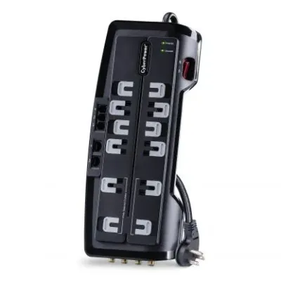 Cyber Power - CSHT1208TNC2 - 3150 J, 125 V, Nema 5-15P 45 Degree Off-Set Plug, 12 Nema 5-15R, 8 Ft Cord, Limited Lifetime Warranty
