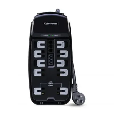 Cyber Power - CSP1008T - 2850 J, 125 V, NEMA 5-15P 45 degree off-set plug, 10 NEMA 5-15R, 8 ft cord, Limited lifetime warranty