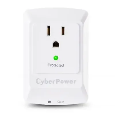 CYBERPOWER - CSP100TW - 900 J, 125 V, NEMA 5-15P wall tap plug, 1 NEMA 5-15R, Limited lifetime warranty