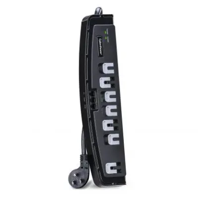 Cyber Power - CSP708T - 1650 J, 125 V, NEMA 5-15P 45 Degree off-set Plug, 7 NEMA 5-15R, 8 ft cord, Limited Lifetime Warranty