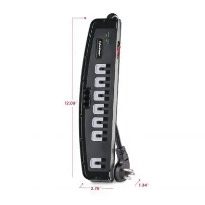 Cyber Power - CSP708T - 1650 J, 125 V, NEMA 5-15P 45 Degree off-set Plug, 7 NEMA 5-15R, 8 ft cord, Limited Lifetime Warranty