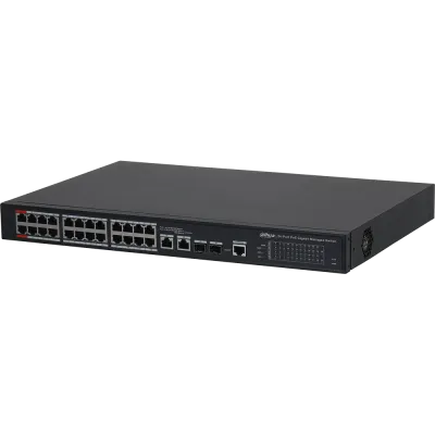 Dahua - DH-PFS4226-24ET2GF-360 - 24-Port PoE Desktop Managed Fast Ethernet Switch ( IEEE802.3bt 90W PoE)