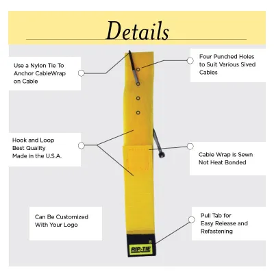 Rip-Tie - HE-09 - One Inch Wide CaEleWrap with Elastic Loop 1" x 9"