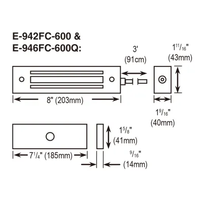 SECO-LARM - E-942FC-600 - 600-lb Electromagnetic Gate Lock, Face Mount, UL Listed
