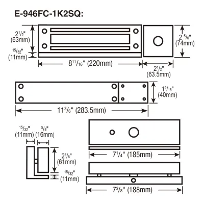 SECO-LARM - E-946FC-1K2SQ - 1,200-lb Electromagnetic Gate Lock, Side (Surface) Mount, Weldable