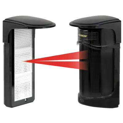 SECO-LARM - E-931-S50RRLQ - 50ft Large Reflective Sensor. Range: Up to 50 ft. 12~250 VAC/VDC. Larger sensor and reflector for more convenient alignment and adjustment. Wall or pole-mountable. Includes hood for sensor and reflector.