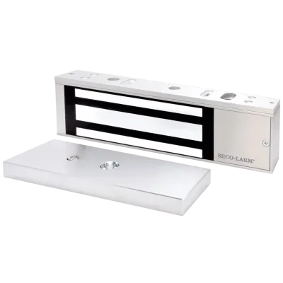 SECO-LARM - E-941SA-1K2PQ - Single-door Electromagnetic Lock with 1,200-lb (545kg) holding force. 12 or 24 VDC operation. Bond Sensor & LED. UL, CUL listed.