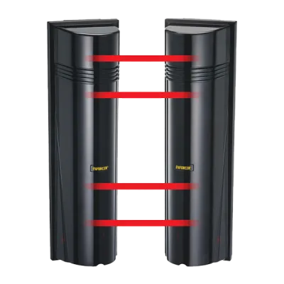 SECO-LARM - E-964-Q660Q - Quad-Photobeam Detector for indoor or outdoor use. Range: Up to 660ft (200m) outdoors and 1,320ft (400m) indoors. Multi-frequency, laser beam alignment, built-in heater, IP66 weatherproof, environmental output, 12~24 VAC/VDC