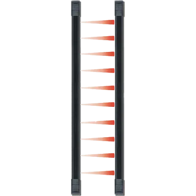 SECO-LARM - E-9680-10B25 - Curtain Sensor. Length: 79", with 10 photoelectric beams. Range: Up to 25ft outdoor and 50ft indoor. NO/NC relay output, anti-tamper circuit, and LED alignment indicator. Black enclosure.