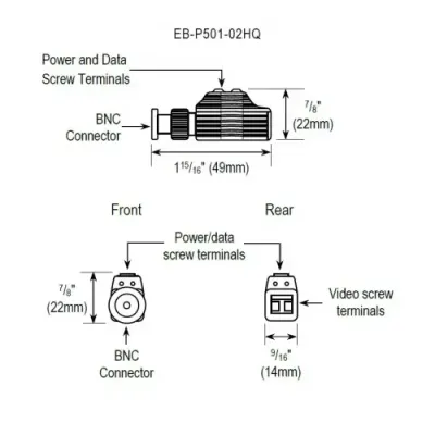 SECO-LARM - EB-P501-02HQ - 4-in-1 HD Video Balun with Pass-Through