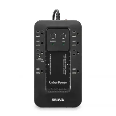 CYBERPOWER - EC550G - 550VA/330W, Simulated Sine Wave, NEMA 5-15P, 5 ft cord, 8 NEMA 5-15R, USB, PowerPanel Personal Edition software, 3 year warranty