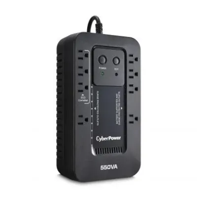 CYBERPOWER - EC550G - 550VA/330W, Simulated Sine Wave, NEMA 5-15P, 5 ft cord, 8 NEMA 5-15R, USB, PowerPanel Personal Edition software, 3 year warranty