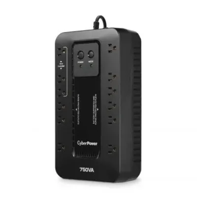 CYBERPOWER - EC750G - 750VA/450W, Simulated Sine Wave, NEMA 5-15P, 5 ft cord, 12 NEMA 5-15R, USB, PowerPanel Personal Edition software, 3 year warranty
