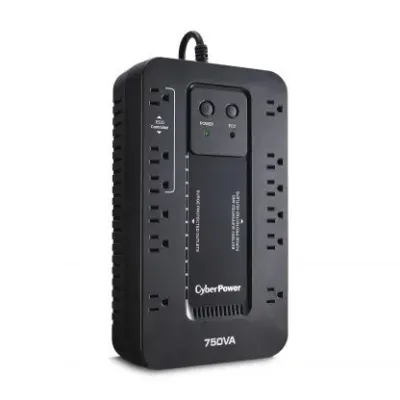 CYBERPOWER - EC750G - 750VA/450W, Simulated Sine Wave, NEMA 5-15P, 5 ft cord, 12 NEMA 5-15R, USB, PowerPanel Personal Edition software, 3 year warranty