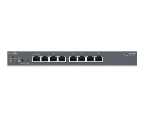 EnGenius - ECS1008P - 8-Port Cloud Managed Desktop Gigabit L2 PoE Switch, 802.3af, 55W