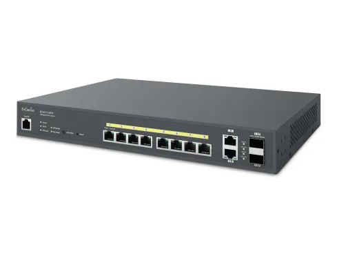 EnGenius - ECS1112FP - 8-Port Cloud Managed 1U Rack-Mount 13" Gigabit L2 PoE+ Switch, 2x1Gb SFP, 802.3af/at, 130W