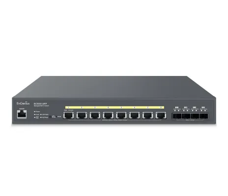 EnGenius - ECS5512FP - 10-Gigabit 8-port PoE++ layer 2+ switch comes with a 420W budget and 4 10G uplink ports