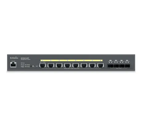 EnGenius - ECS5512FP - 10-Gigabit 8-port PoE++ layer 2+ switch comes with a 420W budget and 4 10G uplink ports