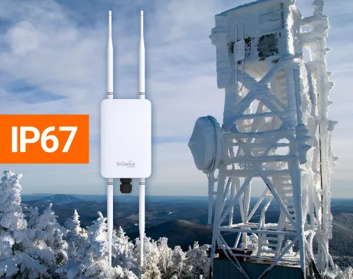 EnGenius - ENH1350EXT - 11ac Wave2, 2x2 MU-MIMO Outdoor IP67-Rated, High-Powered 23dBm, Dual-Band, Managed AP with Four (4) detachable 5 dBi antennas, 1 GBE Ports, Proprietary PoE, speeds up-to 400Mbps on 2.4 GHz, 867Mbps on 5 GHz. manageable via EnG