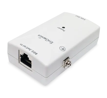 EnGenius - EPD-4824 - Power Over Ethernet (PoE) (10/100/1000Mbps) 802.3af/at converter. It allows to Convert 802.3af/at Standard PoE or Proprietary 48V Power Into 24V Power Output.