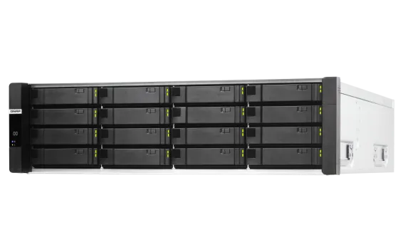 QNAP - ES1686dc-2123IT-64G-US - QNAP 16-Bay Active-Active Dual Controller ZFS NAS and iSCSI/ IP-SAN. 3U, SAS 12G (compatible with SAS 6G), 3 x Gigabit LAN, 4x10GbE(SFP+), 40GbE-ready