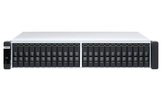 QNAP - ES2486dc-2142IT-128G-US - QNAP 24-Bay Active-Active Dual Controller ZFS NAS and iSCSI/ IP-SAN. 3U, SAS 12G (compatible with SAS 6G), 3 x Gigabit LAN, 4x10GbE(SFP+), 40GbE-ready