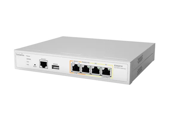 EnGenius - ESG610 - EnGenius Cloud Managed ESG610 2.2 GHz Quad-Core SD-WAN Gateway with Dual-WAN 2.5 GbE, Dual-LAN 2.5 GbE, Auto-VPN, stateful firewall, and cellular failover.