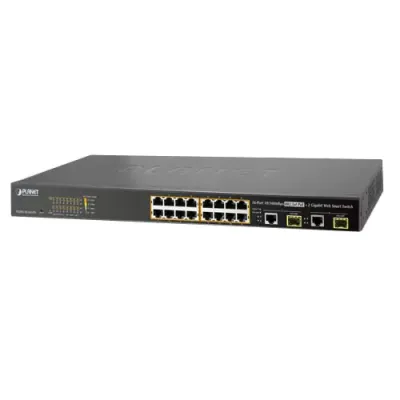 PLANET - FGSW-1816HPS - 16-Port 10/100TX 802.3at PoE + 2-Port Gigabit TP/SFP Combo Web Smart Ethernet Switch