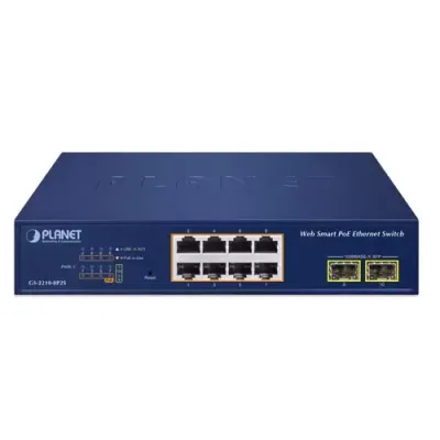Planet - GS-2210-8P2S - 8-Port 10/100/1000T 802.3at PoE + 2-Port 1000X SFP Web Smart Ethernet Switch