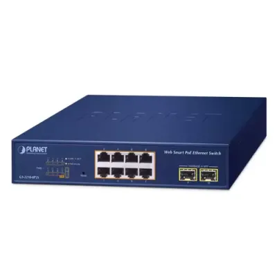 Planet - GS-2210-8P2S - 8-Port 10/100/1000T 802.3at PoE + 2-Port 1000X SFP Web Smart Ethernet Switch