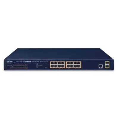 Planet - GS-4210-16P2S - IPv6/IPv4, 16-Port Managed 802.3at PoE+ Gigabit Ethernet Switch + 2-Port 100/1000X SFP (220W PoE budget, supports ERPS Ring, CloudViewer app, MQTT and cybersecurity features)