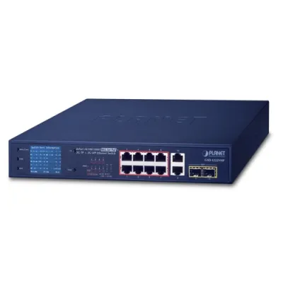 Planet - GSD-1222VHP - 8-Port 10/100/1000T 802.3at PoE + 2-Port 10/100/1000T + 2-Port 1000SX SFP Gigabit Switch with Smart Color