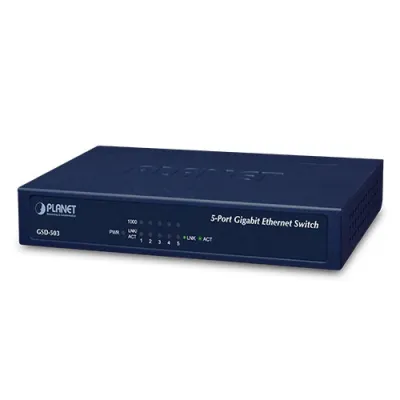 Planet - GSD-503 - 5-Port 10/100/1000Mbps Gigabit Ethernet Switch (External Power) - Metal Case