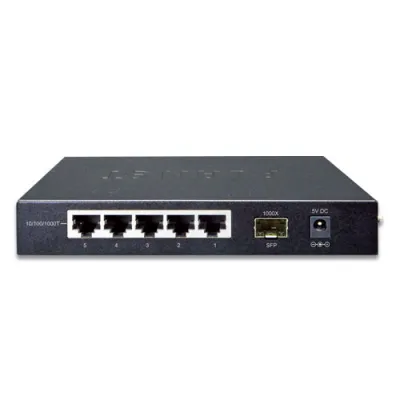 Planet - GSD-603F - 5-Port 10/100/1000T +1-Port 1000X SFP Gigabit Ethernet Switch , Metal (External Power)