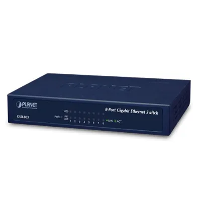 Planet - GSD-803 - 8-Port 10/100/1000Mbps Gigabit Ethernet Switch (External Power) - Metal Case