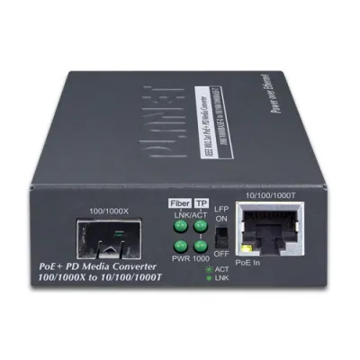 Planet - GT-805A-PD - 802.3at PoE+ PD 10/100/1000BASE-T to 100/1000BASE-X SFP Media Converter (PoE PD, LFP supported)
