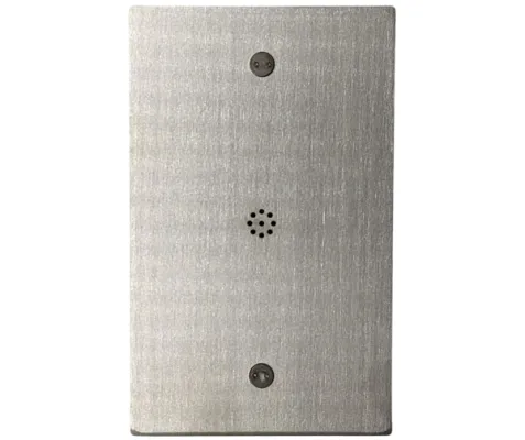 Hanwha - HNW-SS-806 - Line level wall mounted microphone. Anti-ligature and vandal-resistant design. 12 gauge stainless steel. Omni-Directional pickup with 12’ radius/24’ diameter. 12Vdc power required @20mA. 30Hz-15kHz. 2.2kΩ Output Impedance, 60dB 
