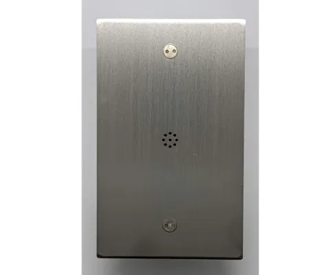 Hanwha - HNW-SS-806 - Line level wall mounted microphone. Anti-ligature and vandal-resistant design. 12 gauge stainless steel. Omni-Directional pickup with 12’ radius/24’ diameter. 12Vdc power required @20mA. 30Hz-15kHz. 2.2kΩ Output Impedance, 60dB 