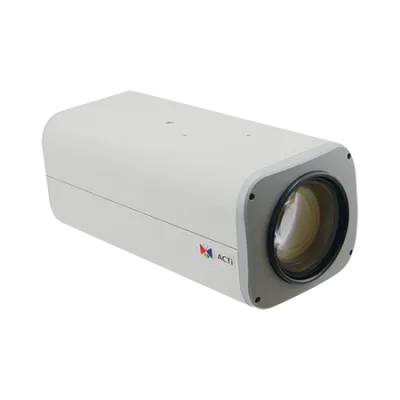 ACTI - I29 - 2MP Video Analytics Zoom Box with D/N, Extreme WDR, ELLS, 36x Zoom lens, f4.6-165.6mm/F1.55-5.0 (HOV:62.7°-2.7°), DC iris, Auto Focus, H.264, 1080p/60fps, 2D+3D DNR, Audio, MicroSDHC/MicroSDXC, PoE/DC12V, DI/DO, RS-422/RS-485, Built-in