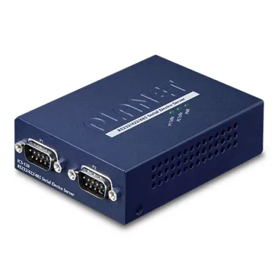 PLANET - ICS-120 - 2-Port RS232/422/485 Serial Device Server (1-Port 10/100BASE-TX, -10 to 60 C, Web, Telnet and SNMP management)