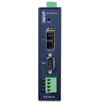 Planet - ICS-2102TS - P30 Industrial 1-Port RS232/RS422/RS485 Serial Device Server (1 x 100BASE-FX SC, Single Mode 30km, -40~75 Degrees C