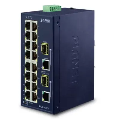 PLANET - IFGS-1822TF - Industrial 16-Port 10/100TX + 2-Port Gigabit TP/SFP Combo Ethernet Switch (-40~75C)