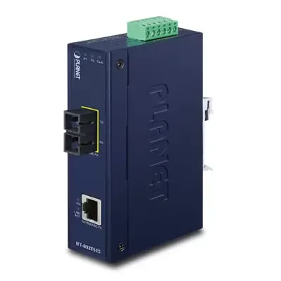 Planet - IFT-802TS15 - IP30 Slim type Industrial Fast Ethernet Media Converter SC SM-15KM (-40 to 75 degree C)
