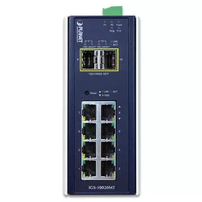 Planet - IGS-10020MT - Industrial 8-port 10/100/1000T + 2-port 1G/2.5G SFP Managed Gigabit Switch