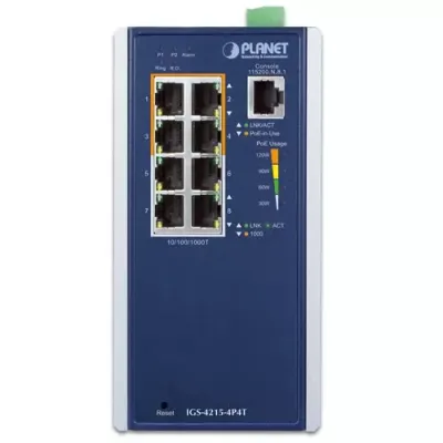 Planet - IGS-4215-4P4T - IP30 Industrial L2/L4 4-Port 10/100/1000T 802.3at PoE + 4-Port 10/100/1000T Managed Switch (-40~75 degrees C)