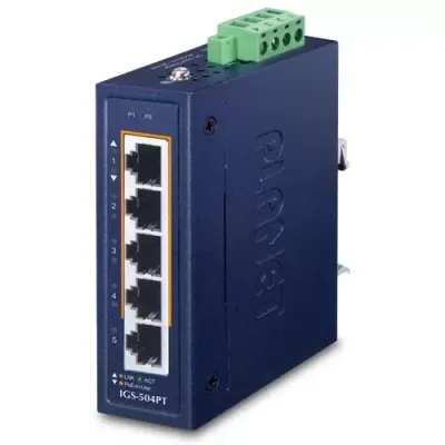 PLANET - IGS-504PT - IP30 Compact size 4-Port 10/100/1000T 802.3at PoE + 1-Port 10/100/1000T Gigabit Ethernet Switch