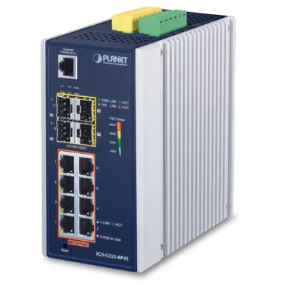 Planet - IGS-5225-8P4S - Industrial L2+ 8-Port 10/100/1000T 802.3at PoE + 2-Port 100/1G SFP + 2-Port 1G/2.5G SFP Managed Ethernet Switch